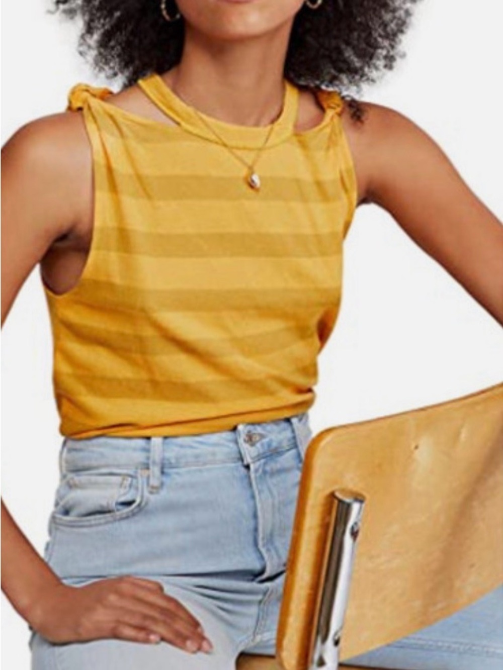 We The Free | NWT The Twist Mandarin Striped Knot-Shoulder Tank | Sz S
